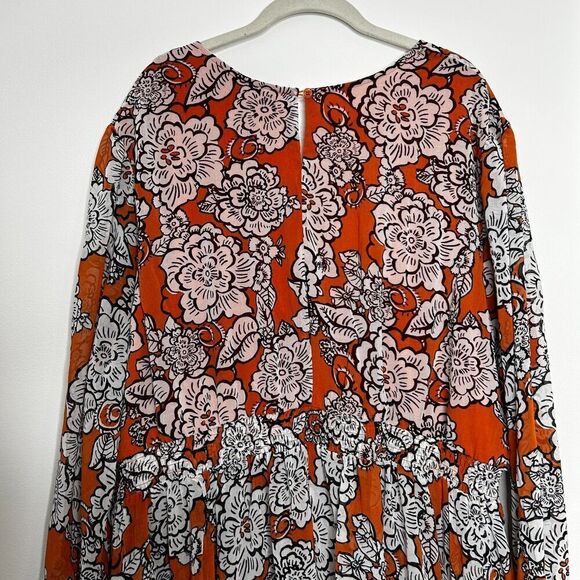 Nina Parker Orange Floral Maxi Dress Cover Up Resortwear Vacation Plus Size 4X - Picture 8 of 11